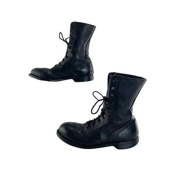 Men's Vintage 91 Black Leather Lace Up Steel Toe Military Combat Boots Size 8.5 - Picture 2 of 9